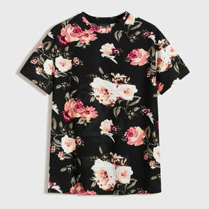 Meilleur matériau T-shirt imprimé personnalisé nouveau style tissu tricoté en fibre de coton/bambou de haute qualité respirant décontracté quantité minimale de commande bas - Product Image 1