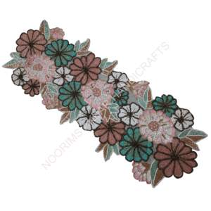 Chemin de table floral de luxe avec patchwork de perles modernes et motif brodé indien pour les mariages, la maison et les repas de Noël - Product Image 1