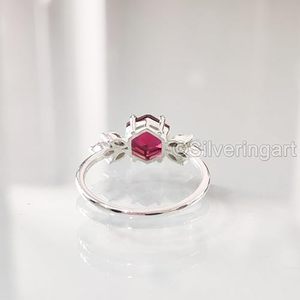 Anillo de Mujer con Rubí Natural, Piedra de Nacimiento de Julio, Anillo Apilable para Aniversario de Bodas, Navidad, Joyería de Plata de Ley 925 - Product Image 6