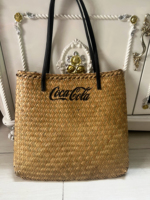 Tas Tote Wanita Baru, Keranjang Anyaman Jerami, Tas Selempang Ringan, Jerami Alami Bangladesh, Dua Pegangan, Lapisan Katun, Penutup Terbuka