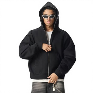 Sudadera con capucha de alta calidad 2026 con cremallera completa, 350 g/m² de algodón polar, oversize para hombre, con cremallera y corte holgado - Product Image 1