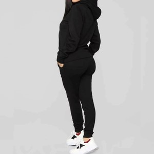 Nouveau élégant dames sweats à capuche et pantalons de survêtement 2 pièces ensemble survêtement pour femmes 100% coton polaire pull personnalisé femmes survêtements - Product Image 2