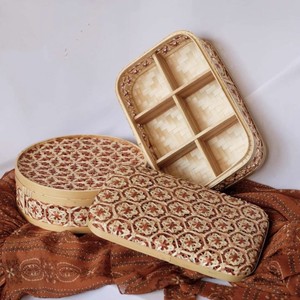 Paniers-cadeaux en bambou colorés fabriqués à la main King Viet FBA Boîte d'emballage tissée pour les festivals Boîte-cadeau de gâteau de lune décorative pour la maison - Product Image 2