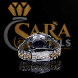 <b>Men's</b> Luxury Two Tone Stainless Steel VVS Moissanite Studded Diamond Watch Mechanical Movement Timepiece of Elegance Glamour - Product Image 4