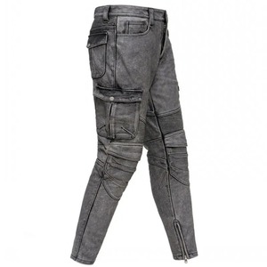 Moto Biker cuir de vachette crayon pantalon hommes Slim Fit haute qualité poches en cuir véritable Cargo pantalon homme Long Rider pantalon - Product Image 5