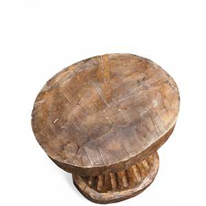 Naga Tribal Leather <b>Stool</b> Handmade Solid Wood Metal Traditional Modern Stackable Tufted Ottoman for <b>Bedroom</b> Apartment Seating - Product Image 3