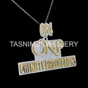 Custom 925 Sterling <b>Silver</b> Christian Hip Hop Yellow Gold Plated CNP CHI NITTY GIA Certified Unisex Brilliant Cut 3 Charm <b>Pendant</b> - Product Image 6