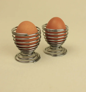 Proveedor al por mayor de acero inoxidable, huevera de plata pulida, soporte de diseño de cáscara de huevo, artículo de decoración de mesa de cena - Product Image 2