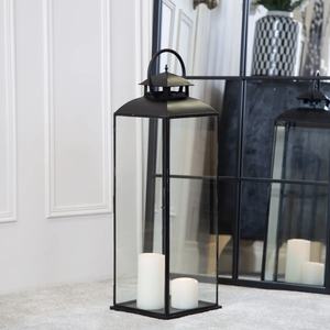2025 Trending Design Modern Black Metal Frame <b>Square</b> Glass Handmade <b>Candle</b> Lanterns for Home and Christmas Decorations - Product Image 3