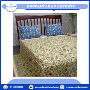 Hot Selling Queen Size Indian Heritage Dohar <b>Quilt</b> Handcrafted Organic Cotton Block Printed Embroidered in Vintage Kantha Style - Product Image 2