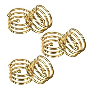 Gold And Ivory Metal Napkin Rings Carved Golden And Ivory Napkin Ring Holder For wedding And Special Occasions - Product Image 3