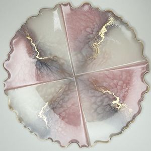 Vente en gros de sous-verres en agate de résine époxy blanche dorée de forme personnalisée sous-verres en résine dorée tapis et tampons en agate vaisselle abordable - Product Image 4