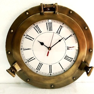 Antique Marine Laiton Navire Hublot Horloge Nautique Horloge Murale Décoratif À La Maison - Product Image 1