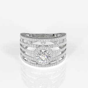 18K <b>Gold</b> Moissanite Diamond <b>Cocktail</b> <b>Ring</b> Round Cut Elegant Style - Product Image 5