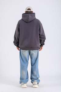 Sweat-shirt à capuche long surdimensionné pour homme en molleton 100% coton, personnalisé OEM, avec poche, tendance hiver 2024, logo brodé, qualité supérieure - Product Image 4