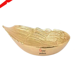 Cuenco para servir de aluminio y metal con forma de ala con acabado dorado brillante de alta calidad para restaurante y bar de hotel - Product Image 1