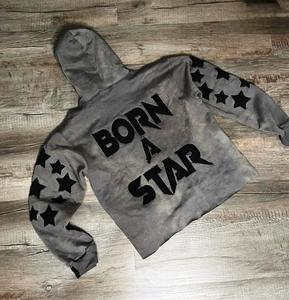 Sweatshirts personnalisés pour hommes 100% coton Streetwear lavage à l'acide en détresse 300gsm grande taille impression poids lourd conception vierge pour homme - Product Image 5