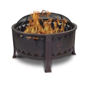 Iron <b>Fire</b> <b>Pit</b> Nickel Finished Copper Bowl With Spark Screen For Home Garden Indoor Outdoor Decorative Wood Burning <b>Fire</b> <b>Pit</b> - Product Image 3