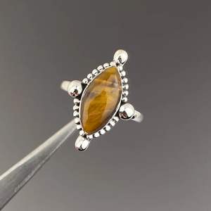 Anillo Gótico de Plata 925 con Gemas Shama Hechas a Mano, Ojo de Tigre, Ágata, Bañado en Rodio, Talla Personalizada, Estilo Bohemio Clásico para Hombre, para Boda - Product Image 6