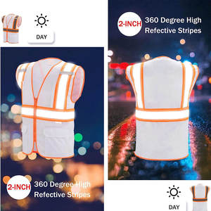 Venta al por mayor 100% poliéster reflectante seguridad Chaleco de alta visibilidad personalizado con logotipo personalizado característica a prueba de agua - Product Image 4