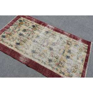 พรมสไตล์ตุรกีสีเบจคลาสสิกสีแดงขนาดใหญ่3.6x6.3ฟุตพรมลาเท็กซ์ขนสัตว์นามธรรมขนาด10มม. พรมสี่เหลี่ยมสำหรับตกแต่งโถงทางเดินในห้อง - Product Image 4