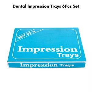 Juego manual de acero inoxidable 304 sin imán dental al por mayor 6 dentaduras postizas completas perforadas Impresión de dientes inferiores superiores esterilizables en autoclave - Product Image 6