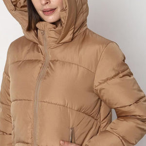 Chaqueta acolchada ligera de invierno cálida de alta calidad para mujer, talla XL, soporte acolchado con capucha de gran tamaño, tela estampada sólida - Product Image 4