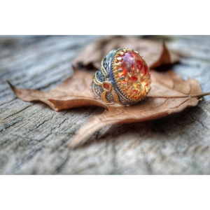 Anillo de Plata de Ley 925 pura real piedra ámbar real hecho a mano hecho en Turquía modelo de lujo y de moda Estilo Vintage nuevo modelo - Product Image 3