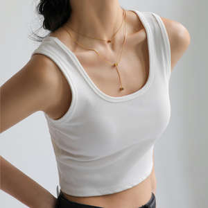 Mujeres Crop Tank Tops Verano Sin mangas Básico Acanalado Tank Top con impresión de logotipo personalizado - Product Image 6