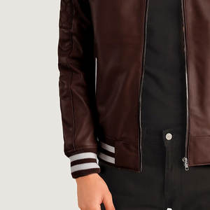 Hombres, s nuevo estilo Slim Fit College Casual hombres Stand Collar béisbol Varsity chaqueta de cuero de calidad personalizada Letterman - Product Image 3