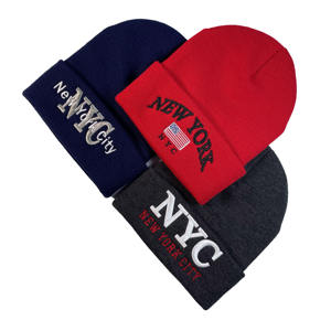 OEM ODM Embroidered Beanie <b>Caps</b> <b>Winter</b> Knitted Beanie Custom Jacquard Beanie Hats With Bobble - Product Image 6