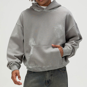 Sweat-shirts d'hiver en coton mélangé tricoté sur mesure ODM French Terry respirant à séchage rapide Coupe régulière pour homme Délavé vintage délavé à l'acide - Product Image 2