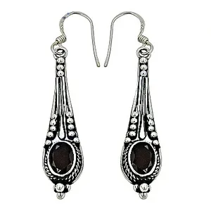 Boucles d'oreilles pendantes vintage en argent 925 avec grenat, forme goutte d'eau, serti clos, bijoux pour femme à porter au quotidien - Product Image 3