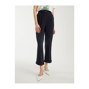 BGN Turn up <b>Linen</b> & Viscose Women's <b>Trousers</b>-Made in Turkey - Product Image 4