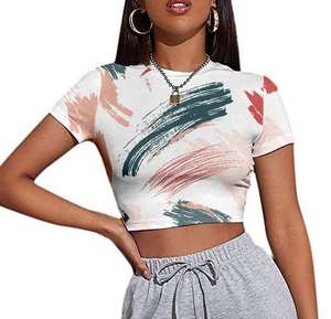 Personalizado OEM ODM mujeres Crop Top camisetas transpirable Loose Fit Street Casual al aire libre de moda elegante recortada camiseta - Product Image 5