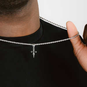 925 Silver <b>Men's</b> Trendy Dagger <b>Cross</b> Pendant <b>Cross</b> Pendant Stainless Steel <b>Necklace</b> <b>Men</b> Gift Hip Hop Jewelry - Product Image 3