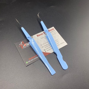 Pinces à cils professionnelles en acier inoxydable de type X, bleu bébé, logo privé personnalisé, extensions de cils, outil pointu, instruments ASB - Product Image 4