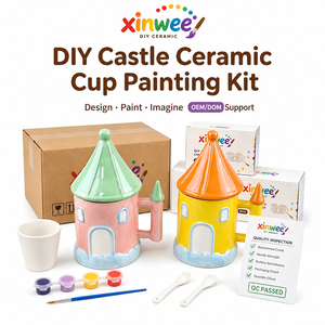 <span class=keywords><strong>Kit</strong></span> de Tazas de Cerámica para Pintar, Juego de Manualidades Educativas para Niños, Diseño de Castillo de Cuento de Hadas, Regalo Navideño - Product Image 1