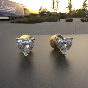 Avarta 18K Gold <b>Fine</b> <b>Stud</b> <b>Earrings</b> Heart Solitaire Design 40 Cents Each - Product Image 5