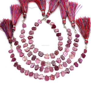 ลูกปัดแซฟไฟร์สีชมพูธรรมชาติคุณภาพสูงรูปทรงเรียบ6นิ้ว7X9มม. ลูกปัดอัญมณีสำหรับใช้ทำเครื่องประดับ - Product Image 1