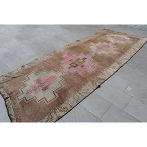 Alfombra de 4.4x11.4 pies, Alfombra Turca, Alfombra a Rayas Marrones - Product Image 5