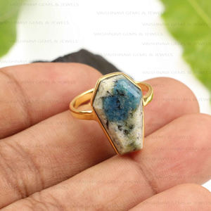 K2ธรรมชาติแจสเปอร์11x17มม. แหวนโลงศพดีไซน์ล่าสุดเงินสเตอริง925ทอง18K โรเดียมเครื่องประดับสำหรับผู้หญิง - Product Image 2