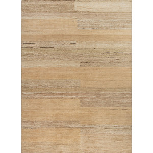 พรมขนสัตว์ถักมือสีน้ำตาลเบจลายทาง สำหรับห้องนั่งเล่น ทางเข้าบ้าน หรือโถงทางเดิน ดีไซน์แบบจิ๊กซอว์สำหรับวัยรุ่น-AKWJ-1020 - Product Image 1