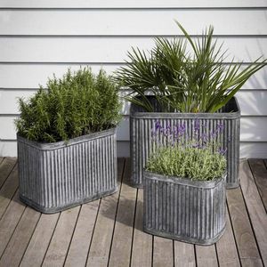 Juego de 3 macetas de flores galvanizadas de hierro hechas a mano ecológicas con mango personalizable para uso en el hogar y el jardín al aire libre - Product Image 3