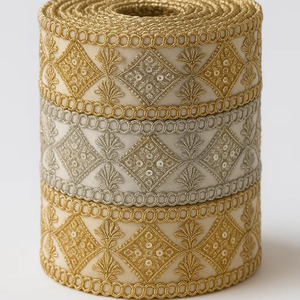 Tela de encaje de tejido bohemio de 9 metros hecha a mano, multicolor brillante, tradicional, sencillo, de lujo, bordado romántico mejorado - Product Image 2