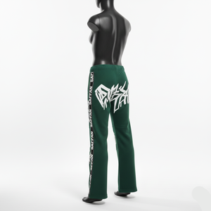 Pantalon évasé en polaire de polyester de qualité supérieure, tissu extensible doux, vert, noir, panneau latéral, logo imprimé personnalisé, pantalon évasé pour homme - Product Image 5