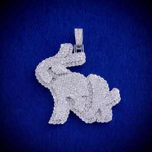 Colgante de Letra con Moissanita VVS, Plata 925, Engaste Mosaico Galaxia, Iniciales Personalizadas, Estilo Hip Hop - Product Image 1