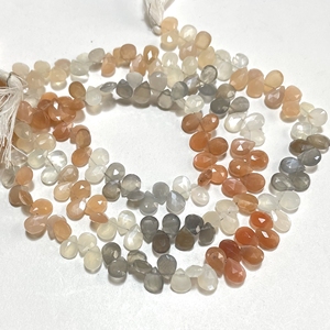 Haute qualité multi-facettes forme de poire Briolette perles de pierres précieuses naturelles perles en gros fournitures pierre de lune à facettes - Product Image 2