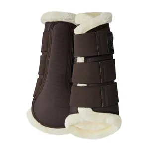 Cavalo Botas Fleece Forrado Couro Woof Brushing Botas para Treinamento Jumping Riding Horse Boots Em Alta Qualidade OEM Design