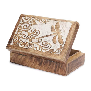 Excellente qualité boîte en bois naturel Design traditionnel nouveau Style Antique décoration boîte de rangement fabriqué à la main fleur conçue - Product Image 3